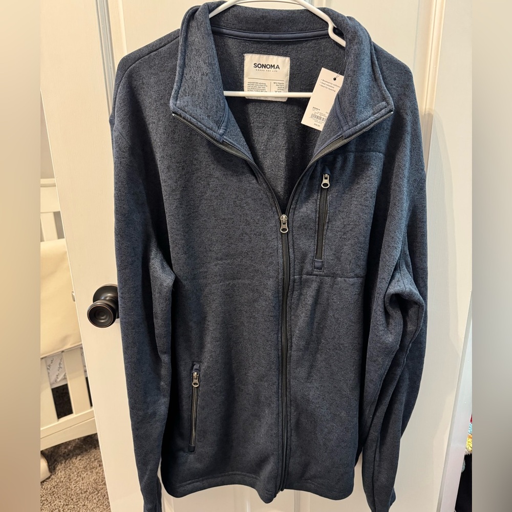 Sonoma men’s 2XL navy blue super soft sweater fleece NWT